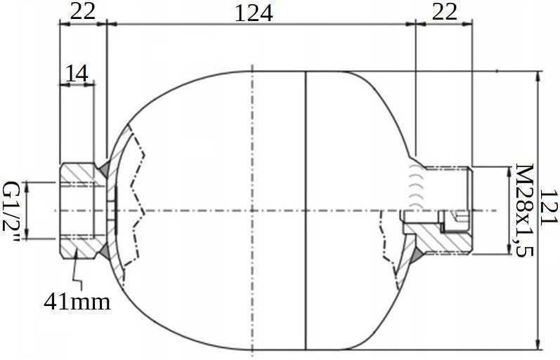 Amortyzator Hydrauliczny HYDROAKUMULATOR Membranowy 0,75L 1/2'' [2436]