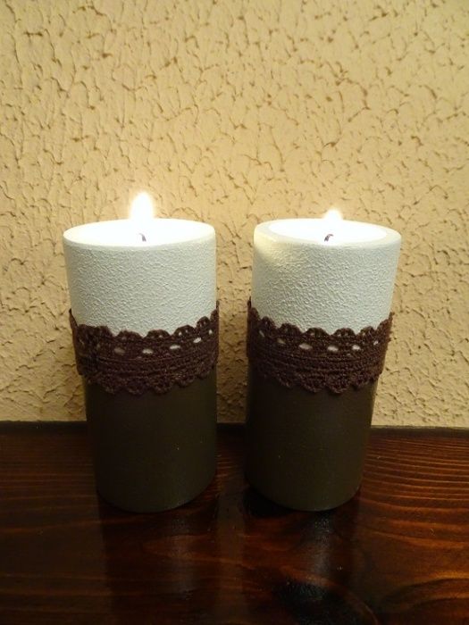 Drewniane świeczniki zdobione ręcznie