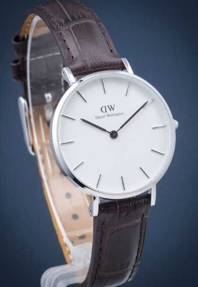 Zegarek damski Daniel Wellington Srebrny skórzany pasek Nowy prezent