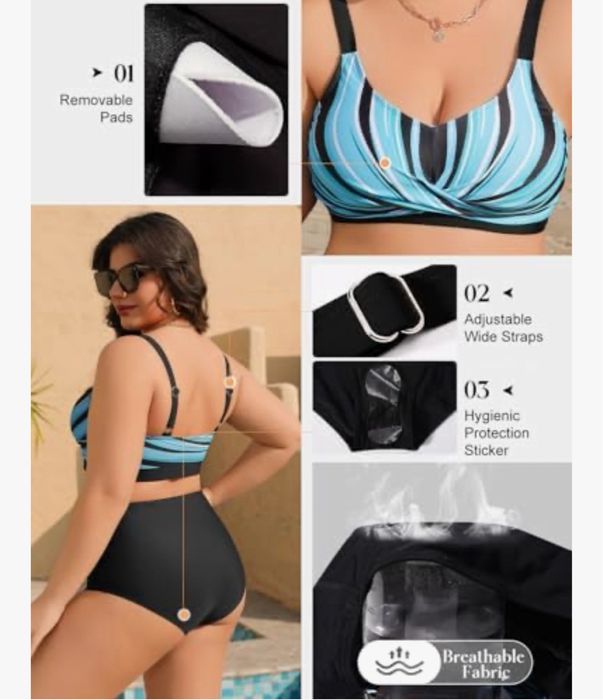 Damski Kostium Kąpielowy Dwuczęściowy Wyszczuplający Rozm. M