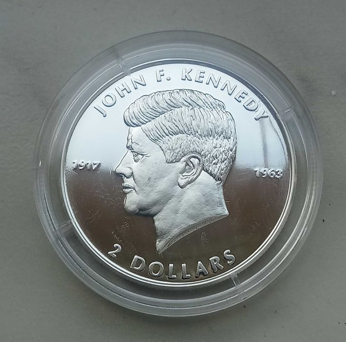 Cook Islands 2 Dolary 2003 r Rocznica Śmierci Kennedy srebro 3 tyś szt