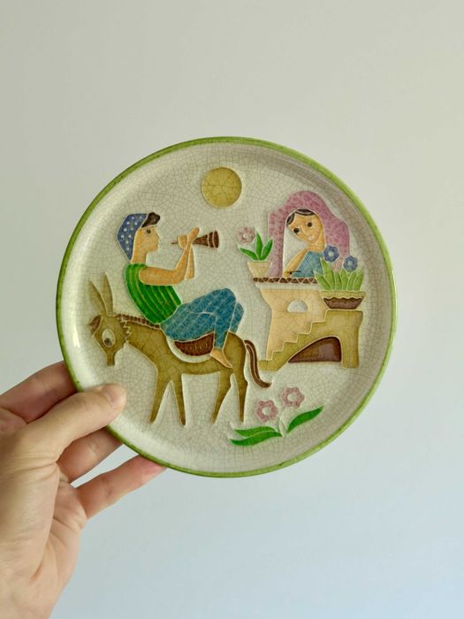 Prato decorativo em cerâmica Italiana, vintage Creazioni Lubiana Italy