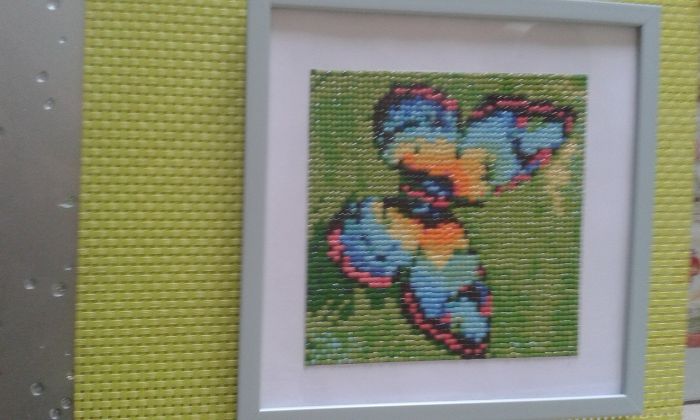 haft krzyżykowy diamentowy obrazek motyl