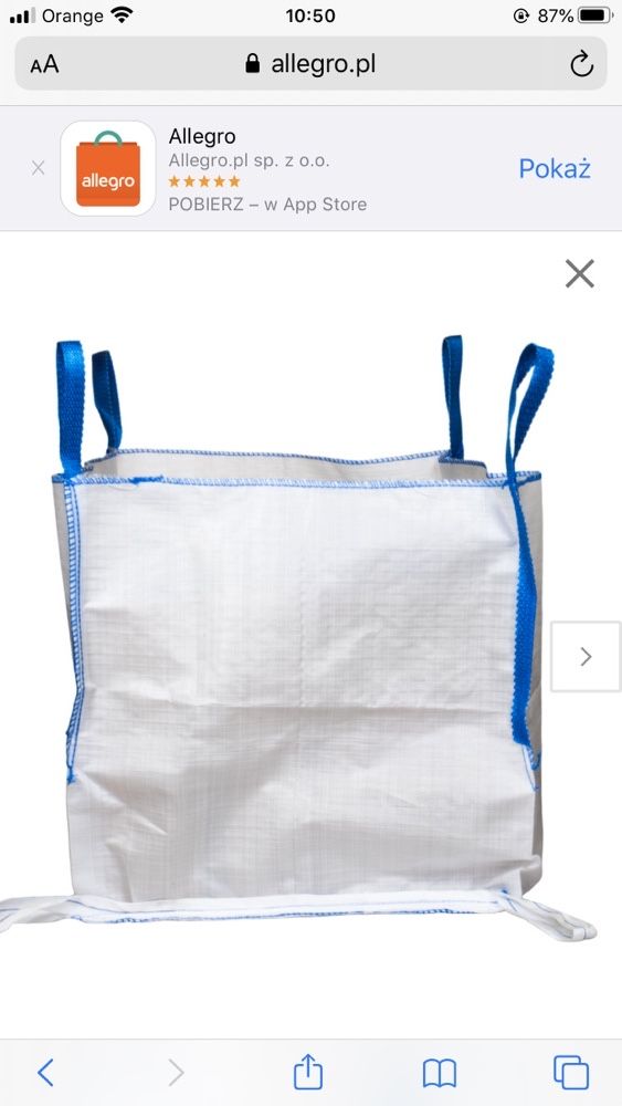 Worki BIG BAG LEJ SPUSTOWY bigbagi wysylka 10 sztuk 70/100/100 cm