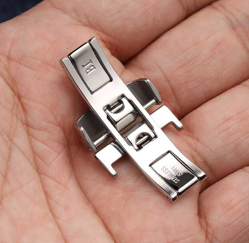 Klamra zapięcie motylkowe Tissot 18mm do paska zegarka srebrne złote