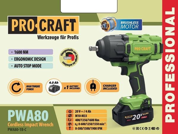 Аккумуляторный гайковерт Procraft PW82 профи