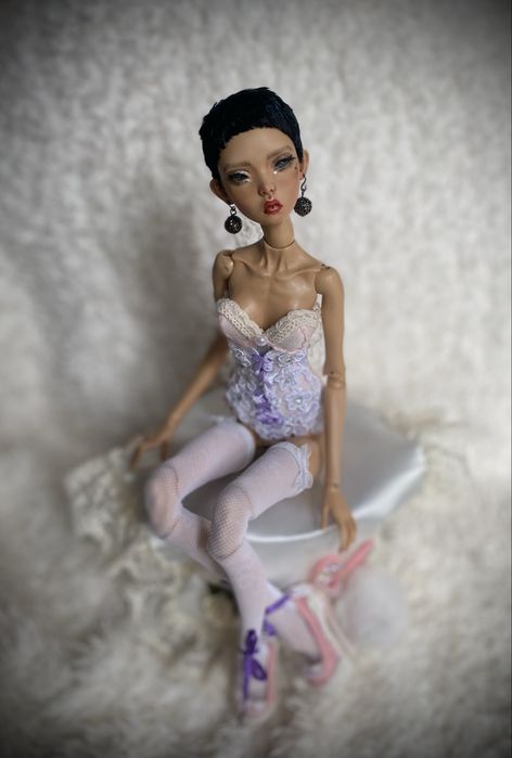 Peruka wig dla lalki BJD popovy czarna 6