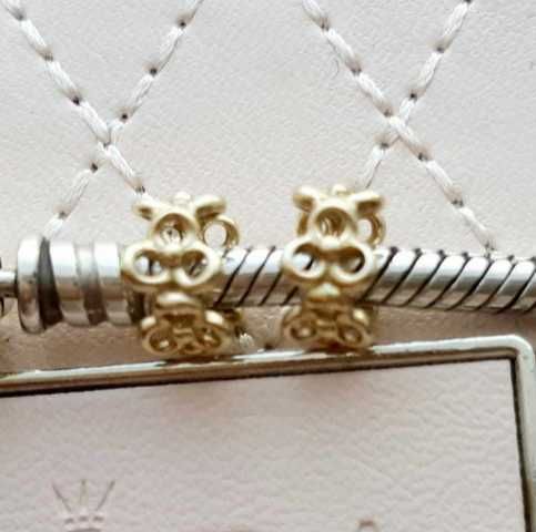 Pandora oryginalna charms separator przekładka trzy płatki 585 Gold