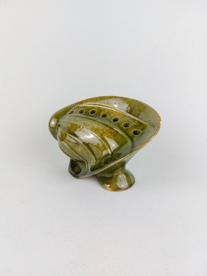 Ceramiczna ikebana zielona wazon Spółdzielnia Pracy Milenium PRL