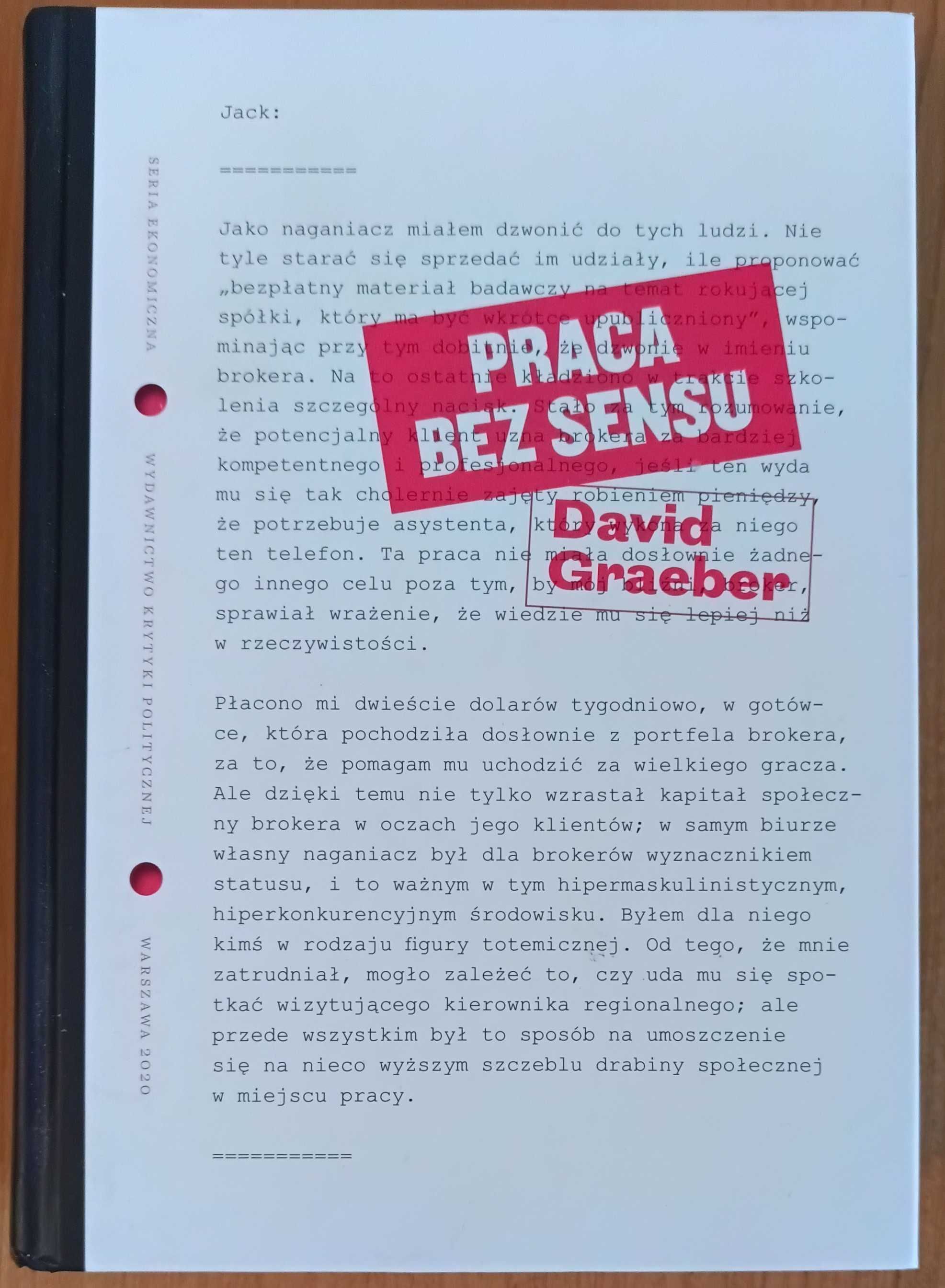 David Graeber "Praca bez sensu. Teoria"