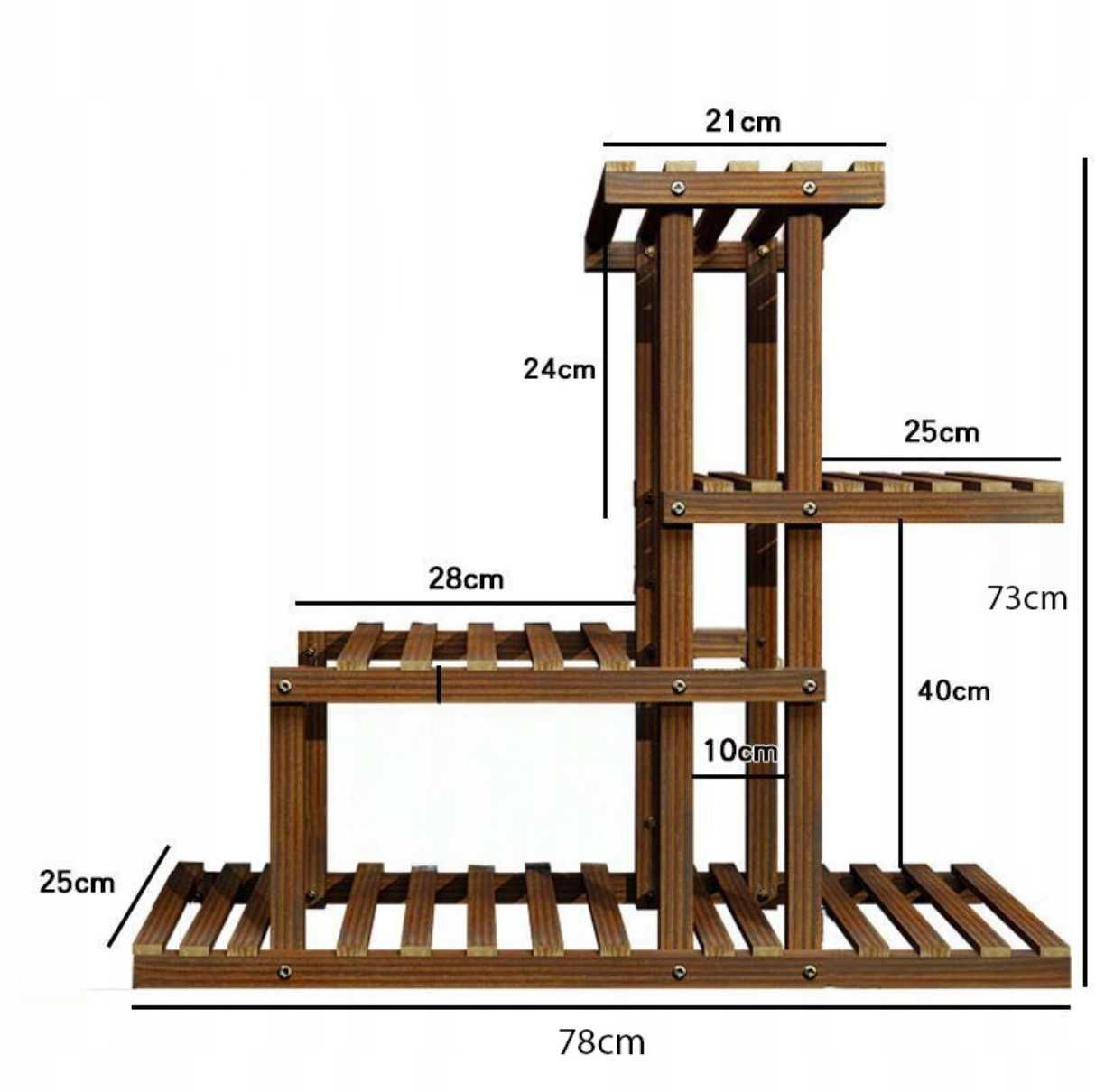 Stojący Kwietnik Drewniany Na Kwiaty Regał Wytrzymały Wielopoziomowy