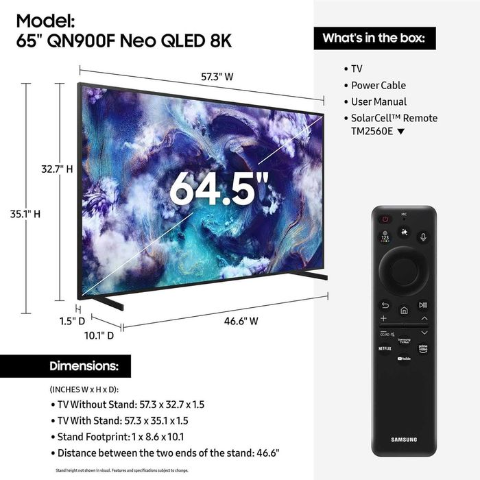 Телевізор Samsung QLED Mini LED 8K QE65QN900F НОВИНКА 2025-2026