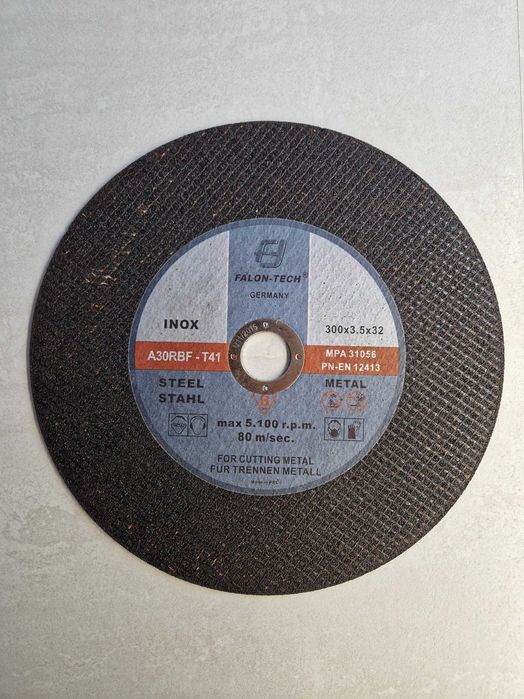 Tarcza do cięcia metalu stali żeliwa inox FALON-TECH 300 x 32 x 3.5 mm