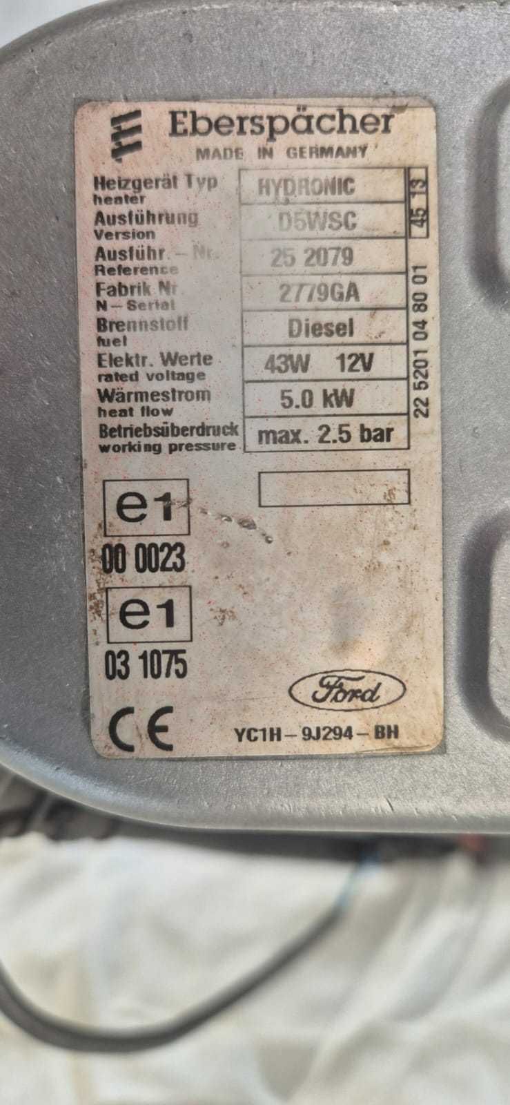 Webasto Ogrzewanie Eberspacher hydronic D5wsc 12v Ford Transit mk6 mk7