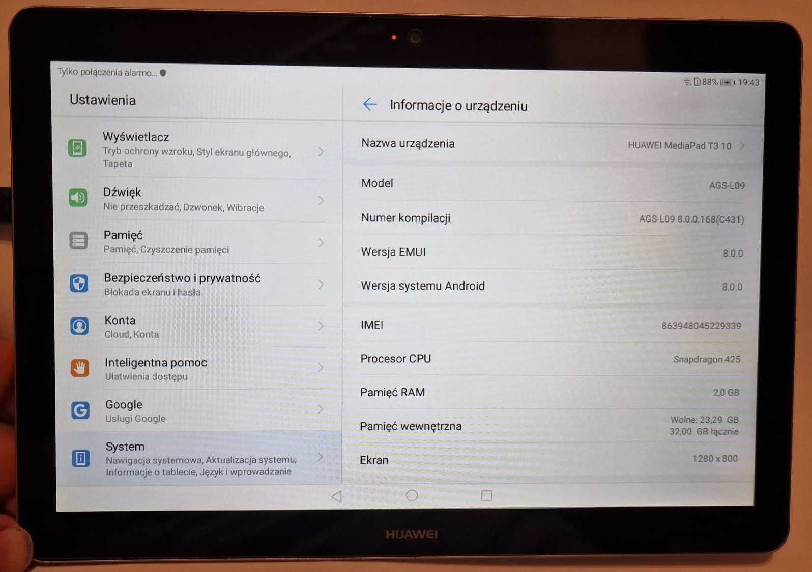 Huawei MediaPad T3 10, LTE sim, GPS, BT, WiFi, 32/2 GB, EMUI 8 + etui