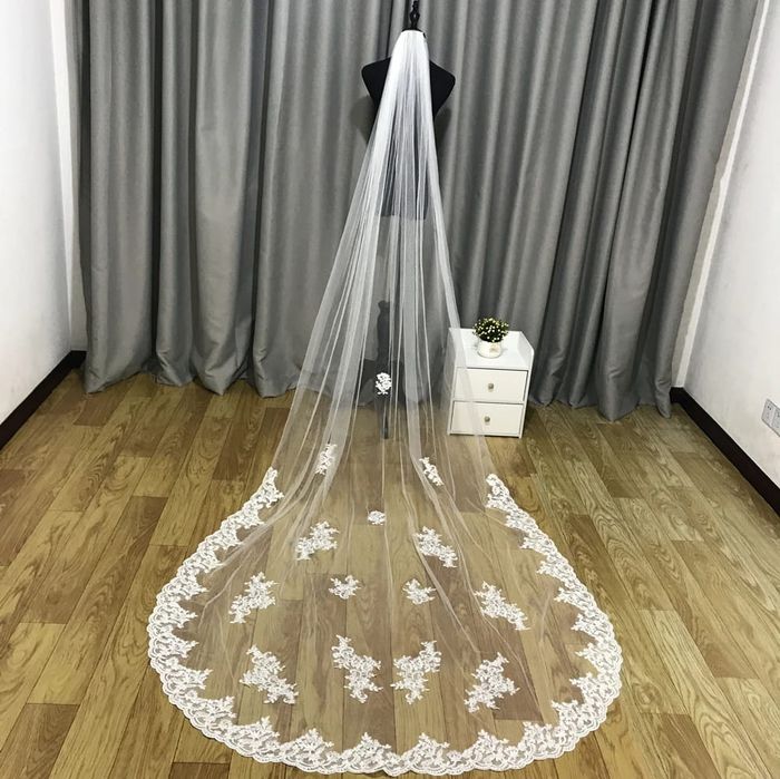 Długi welon katedralny hiszpanski koronka 300 cm ivory white