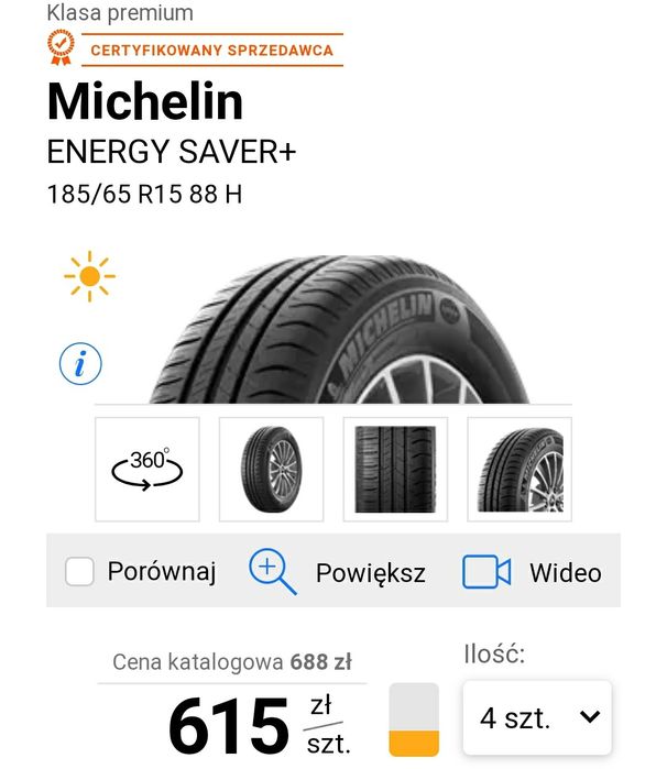 DOT 3522 Z auta salonowego 185/65 15 88H Michelin Energy saver