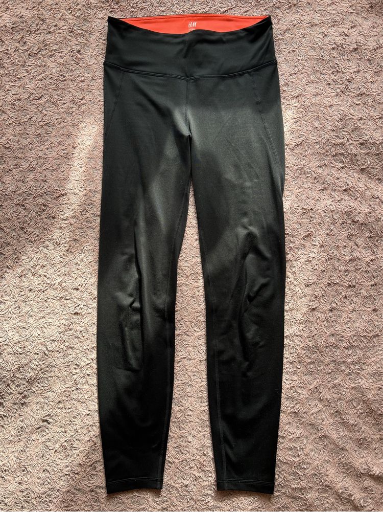czarne nieprześwitujące leginsy legginsy wysoki stan H&M Sport S
