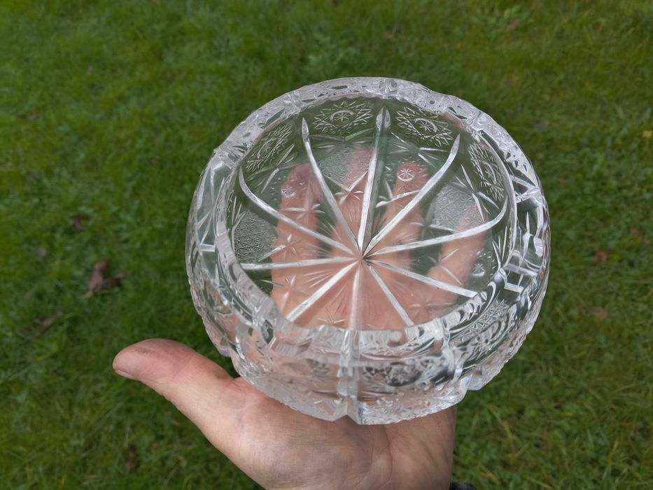 kryształ popielniczka duża 16cm PRL lata 80 ładna =