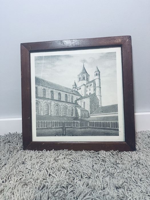 Brazowa drewniana rama obraz antyk