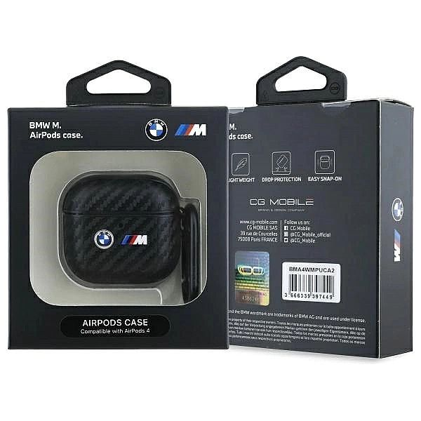 Etui BMW Carbon Double Metal Logo na AirPods 4 - czarne