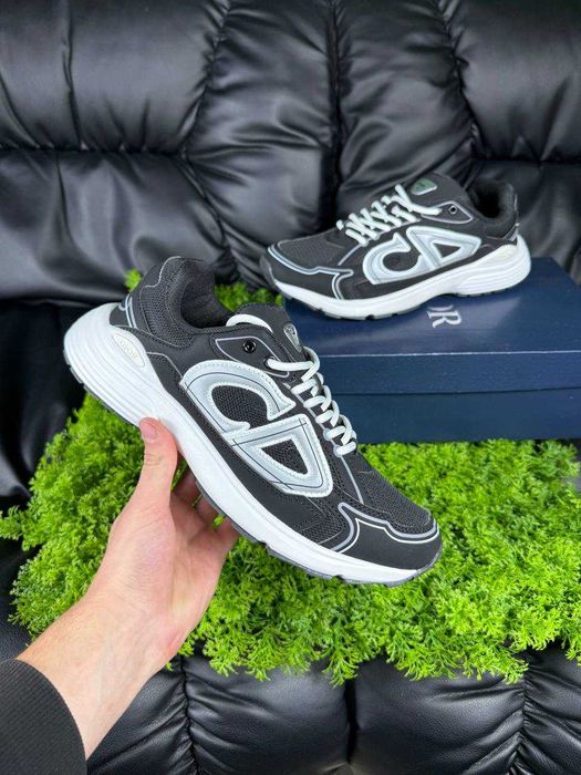 Кросівки Dior B30 White/Black Logo / диор б30 черно-белые биг лого