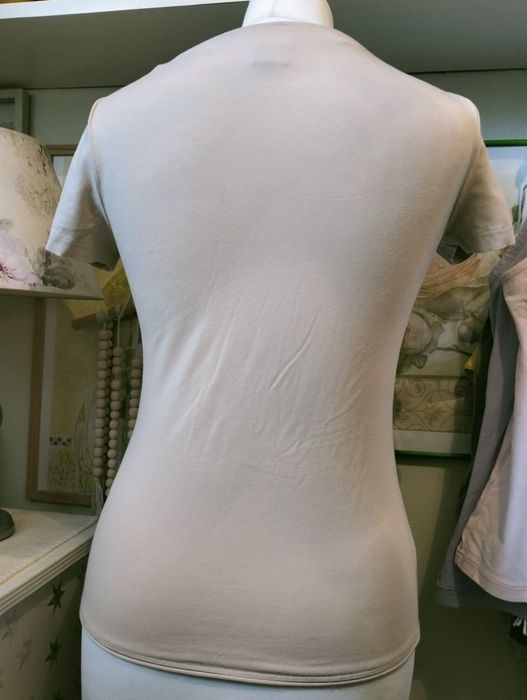 Beżowa bluzka z bawełny, z nadrukiem; SCHUMACHER; rozmiar M