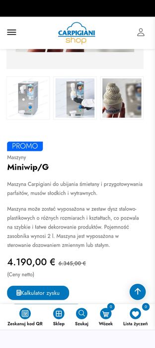 Maszyna Carpigiani Miniwip/G – profesjonalna ubijarka do śmietany / mu