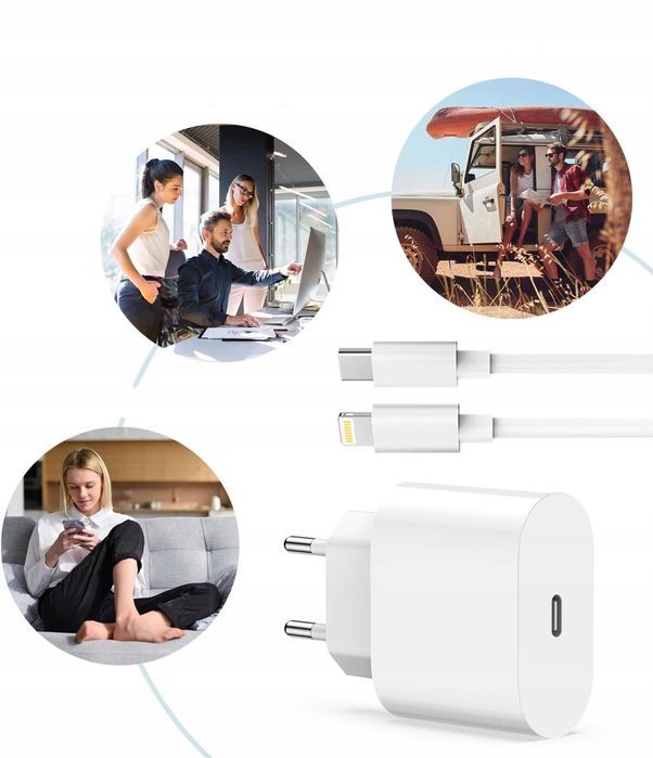szybka ładowarka + kabel usbc do iphone'a