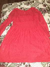Платье гипюровое красное H&M 122-128