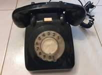 Telefone analógico, antigo, preto, com comutador - vintage