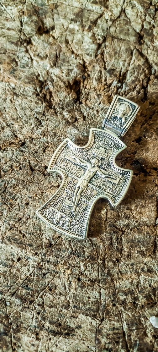 Чоловічий срібний хрестик, хрестик православний