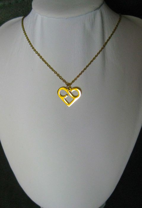 Colar Aço Dourado Coração Infinito NOVO