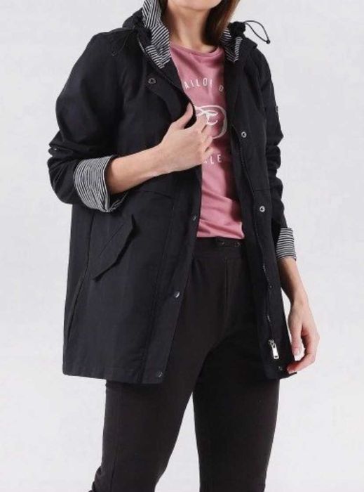 Cross Jeans S - Płaszcz damski/granatowy przeciwdeszczowy