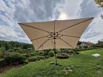 Parasol ogrodowy duży beżowy uchylny 3x4 metry (przekątna 500 cm)