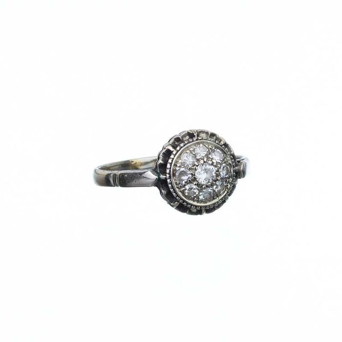 Anel em Ouro, Prata e 13 Diamantes