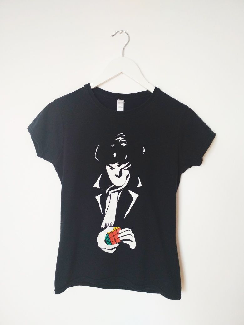 T-shirt czarny nadrukiem Sherlock BBC
