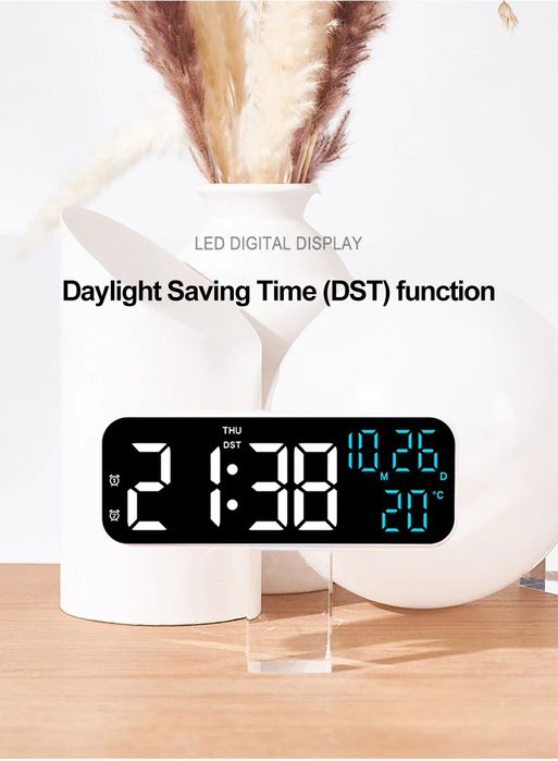 Budzik zegar elektroniczny LED cyfrowy stojący alarm termometr USB