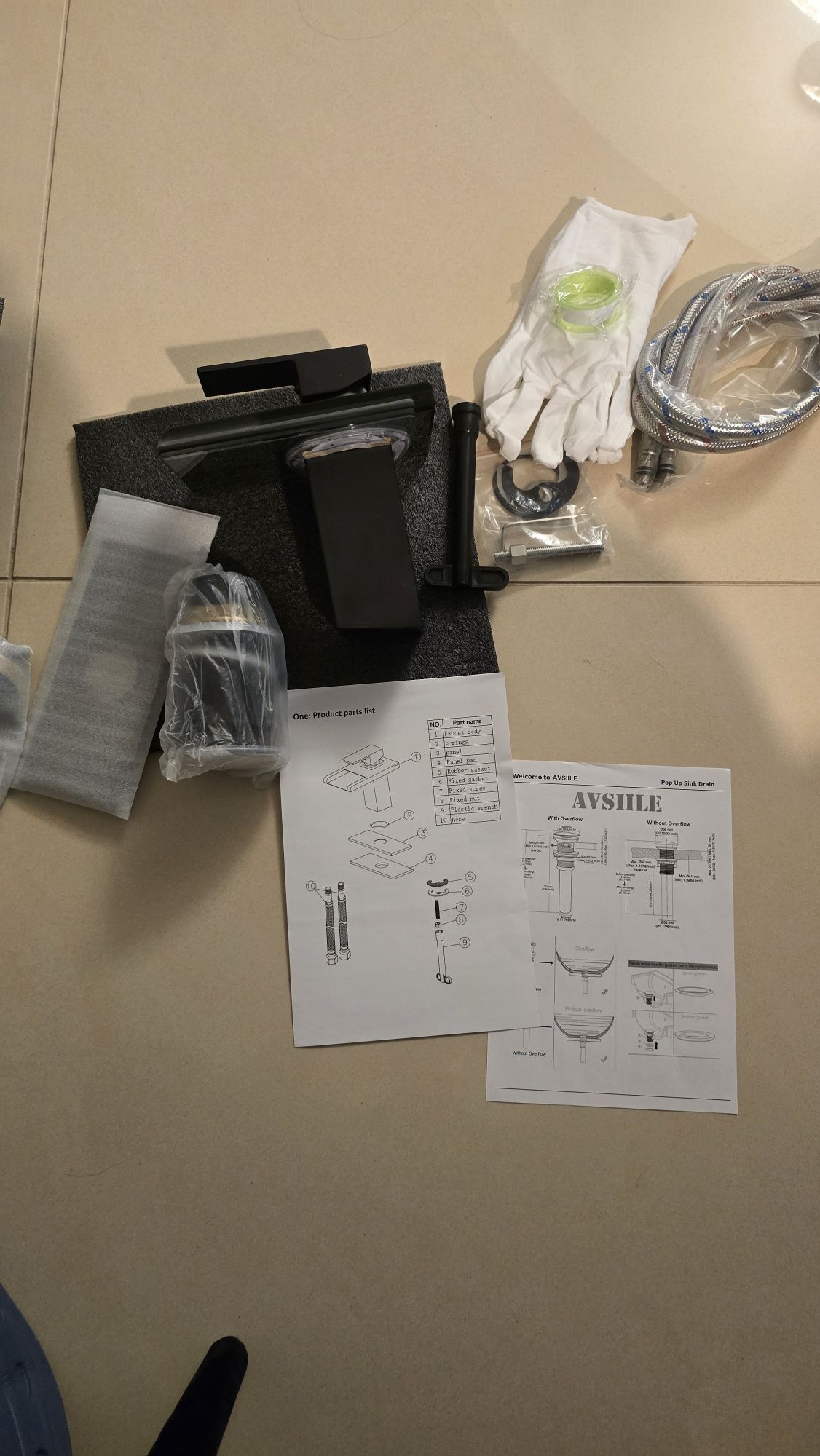 Bateria umywalkowa led wodospad czarny mat