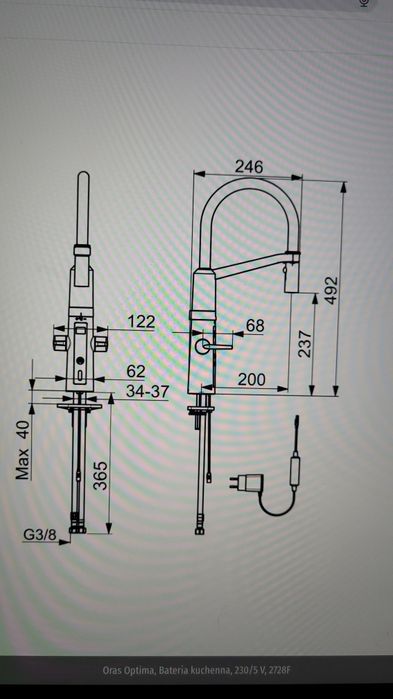 Bateria kuchenna  bezdotykowa Oras Opitima  2728F