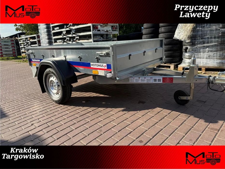 Niewiadów Przyczepa Niewiadów N421U 204x138x35cm 1 oś 750kg burty boczne 2mm Kraków MOTOMUS  Nowa przyczepa Niewiadów 204x138x35 cm 750kg Kraków Kłaj mocna