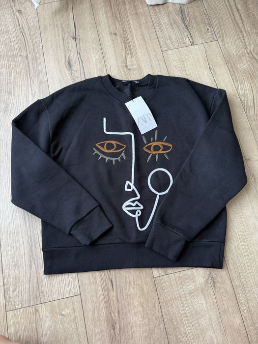 Світшот реглан ZARA з принтом новий чорний