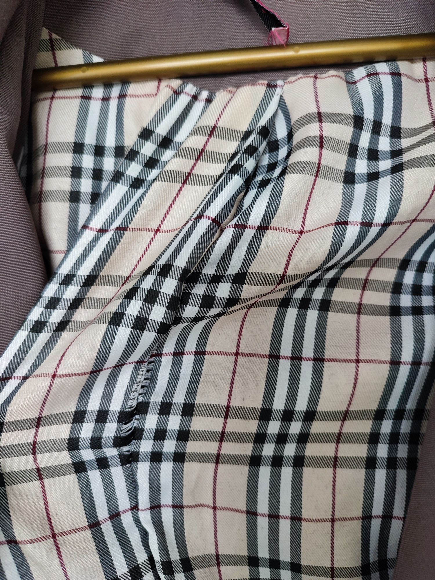 Płaszcz wiosenny jesienny z kapturem, elegancki 42  kratka BURBERRY