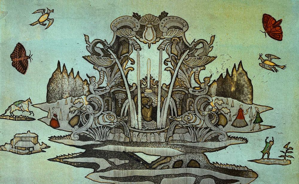 Gravura de João Hogan Jardim das Delícias II 1975