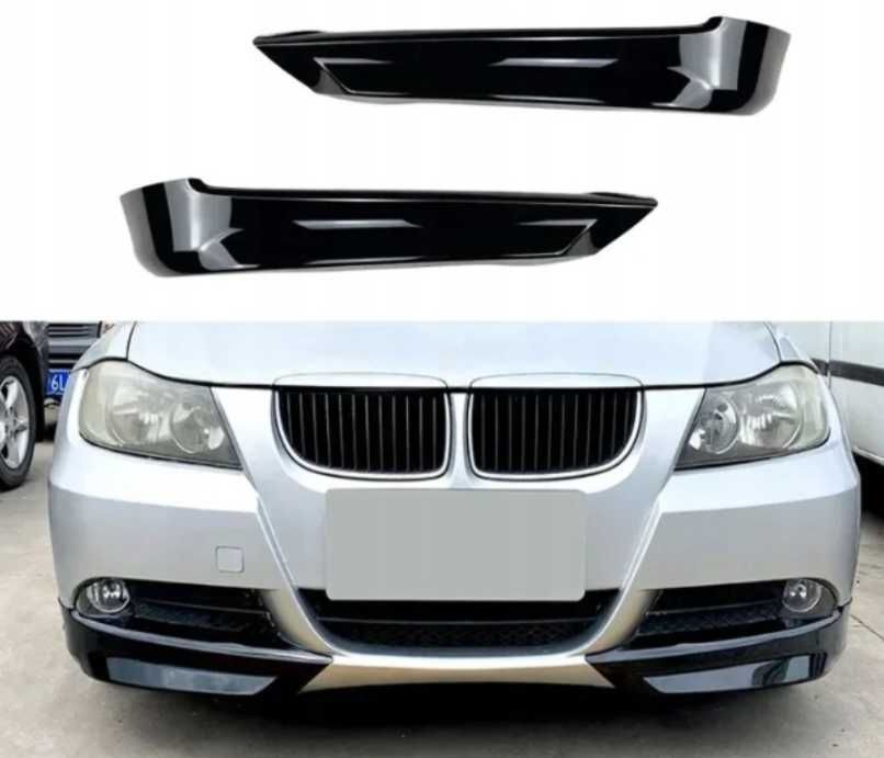 Dokładka zderzaka splitter CZARNY POŁYSK dla BMW E90 E91 2005/2008
