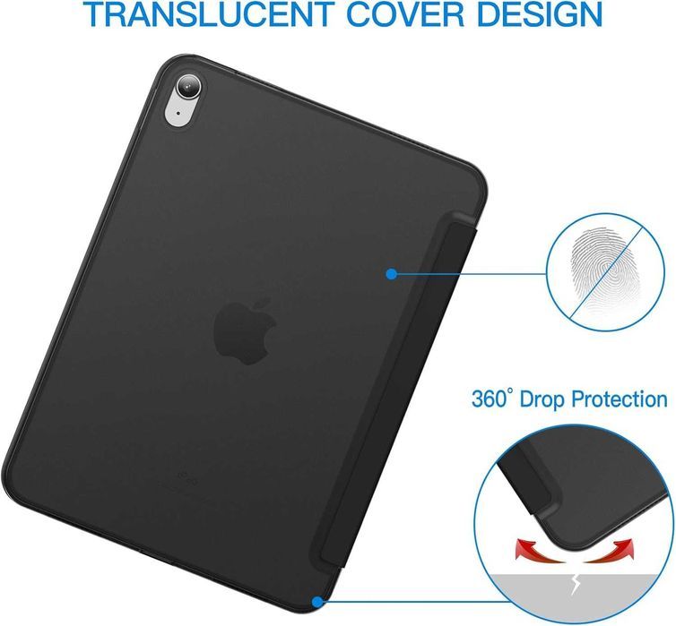 JETech etui iPad 10,9" Air 4 Air 5 Air 11 czarno przeźroczyste stojak