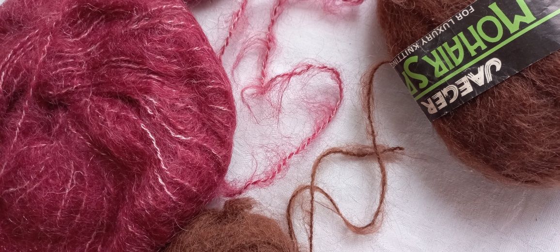 Moher mohair wełna włóczka zest. 6 + 10 szt