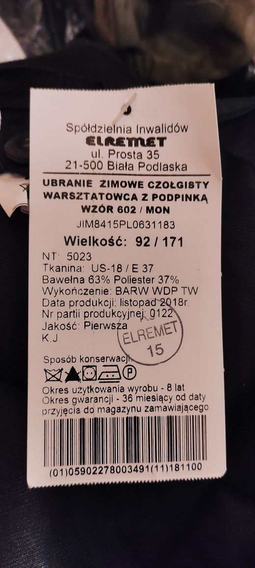 Ubranie czołgisty, robocze, czarnuch