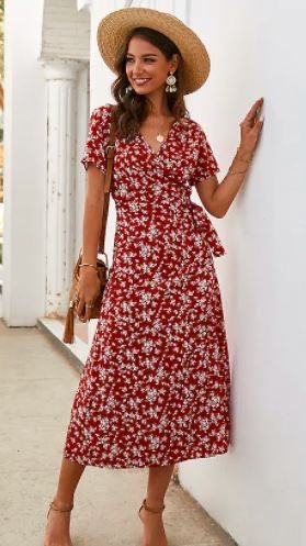 Vestido floral vermelho nunca usado COM PORTES