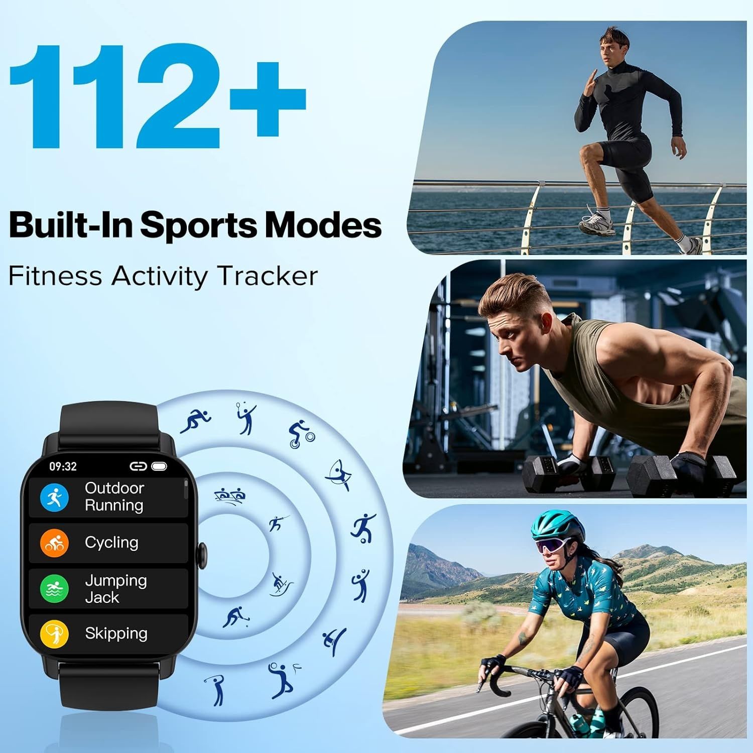 Smartwatch czarny 2 paski aptkdoe p66 fitness watch 1,85 cala